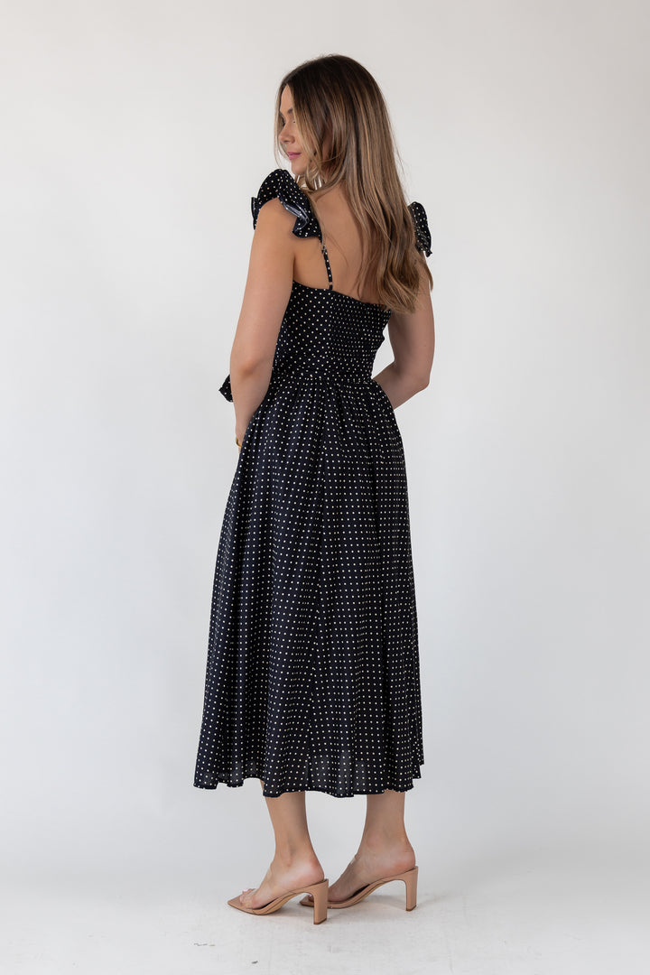 Vara Black Polka Dot Dress
