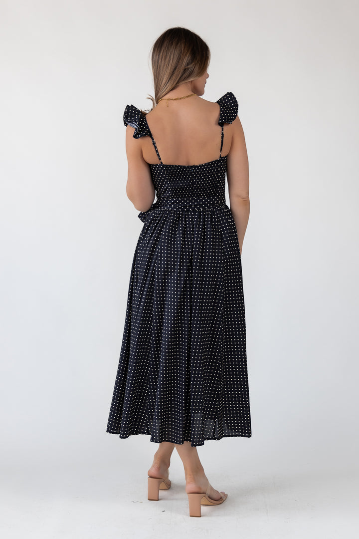 Vara Black Polka Dot Dress