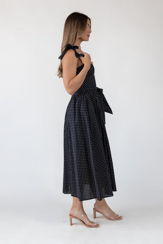 Vara Black Polka Dot Dress