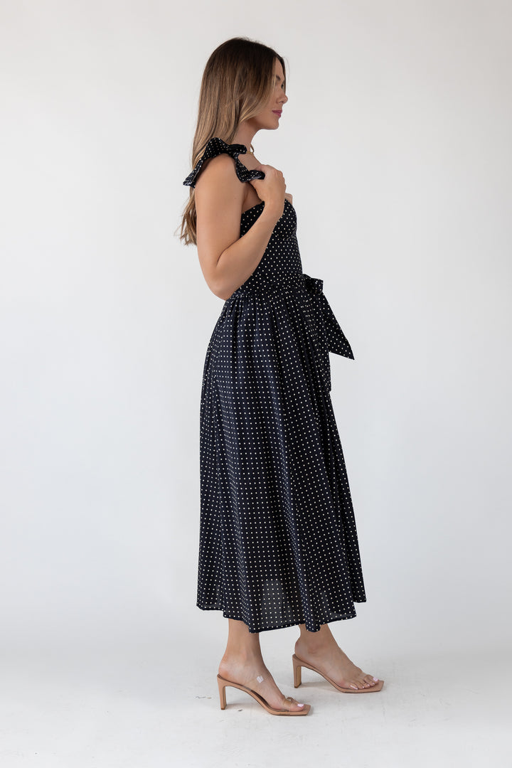 Vara Black Polka Dot Dress