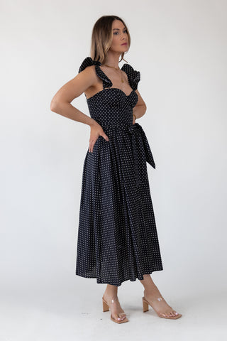 Vara Black Polka Dot Dress