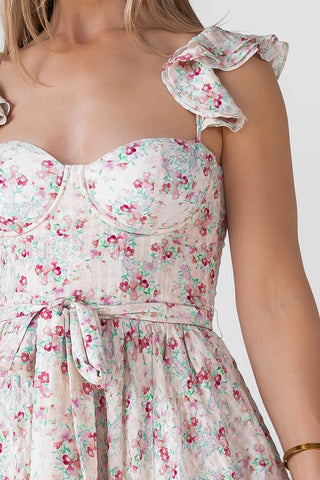 Vara Blush Floral Corset Maxi Dress - Final Sale