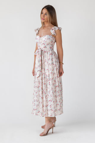 Vara Blush Floral Corset Maxi Dress - Final Sale