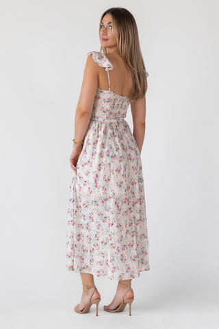 Vara Blush Floral Corset Maxi Dress - Final Sale