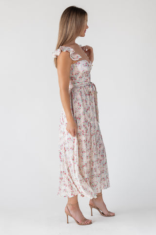 Vara Blush Floral Corset Maxi Dress - Final Sale
