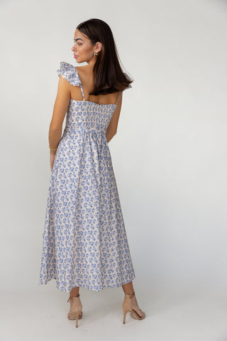 Vara Corset Maxi Dress - Blue Floral