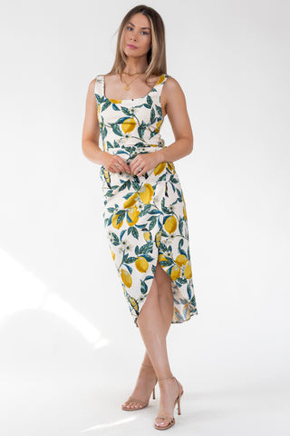 Sorrento Sun Lemon Print Midi Dress - Final Sale