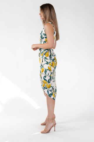 Sorrento Sun Lemon Print Midi Dress - Final Sale