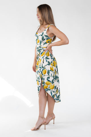 Sorrento Sun Lemon Print Midi Dress - Final Sale