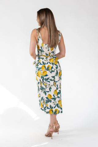 Sorrento Sun Lemon Print Midi Dress - Final Sale