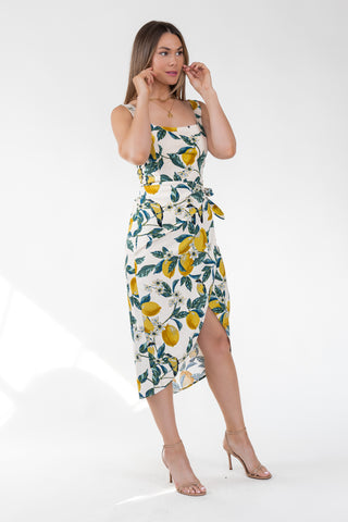 Sorrento Sun Lemon Print Midi Dress - Final Sale