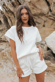 Weekend Vibe White Textured Sweater Top 170 TOPS
