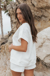 Weekend Vibe White Textured Sweater Top 170 TOPS