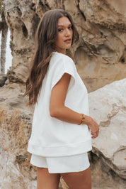 Weekend Vibe White Textured Sweater Top 170 TOPS
