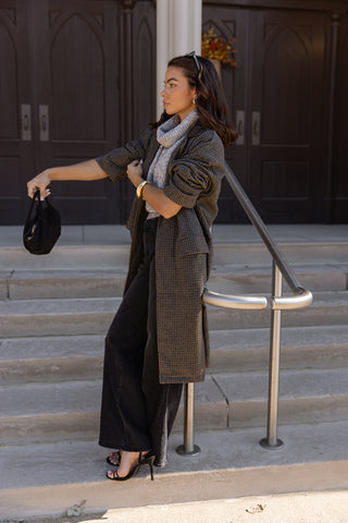 Wells Grey Check Oversized Coat