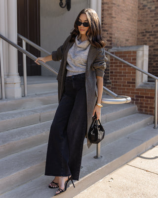 Wells Check Oversized Coat - Grey