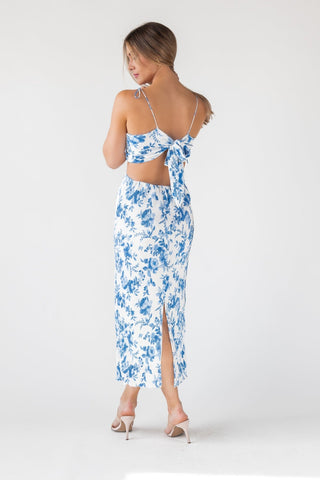Adair Blue Floral Plisse Dress - Final Sale - JO+CO