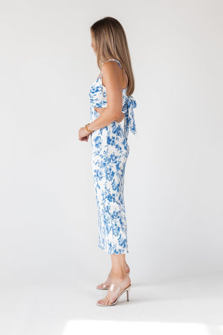 Adair Blue Floral Plisse Dress - Final Sale - JO+CO