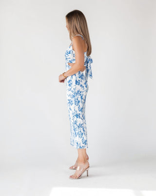 Adair Blue Floral Plisse Dress - Final Sale - JO+CO