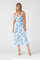 Adair Blue Floral Plisse Dress - Final Sale - JO+CO