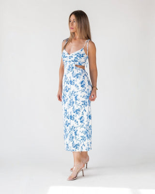 Adair Blue Floral Plisse Dress Adair Blue Floral Plisse Dress