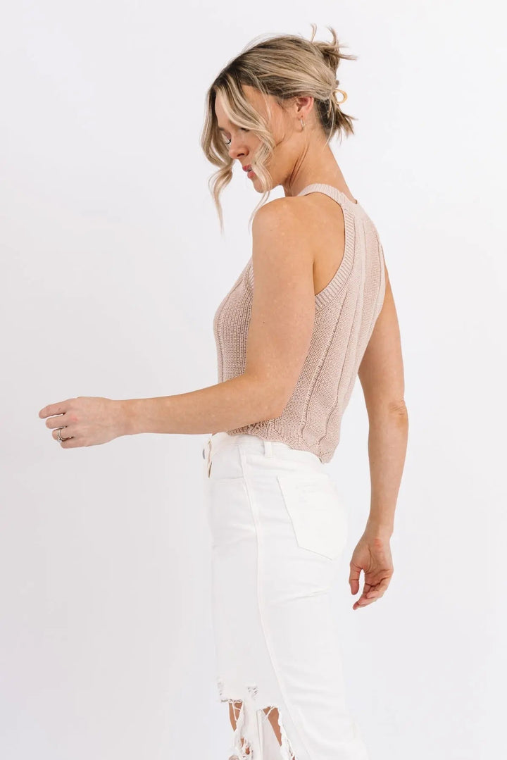 Addie Natural Cropped Sweater Tank - FINAL SALE - JO+CO