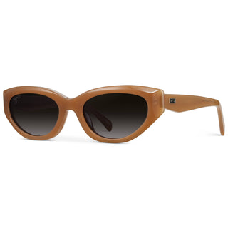 Brown sunglasses with a gradient lens on a white background