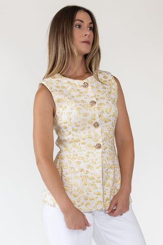 Alina Jacquard Button Vest - Final Sale - JO+CO