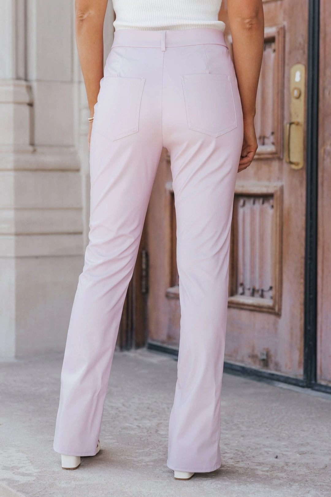 Aniston Pink Faux Leather Split Hem Pants - FINAL SALE - JO+CO