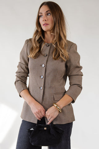 ASTR The Label Bellmere Houndstooth Jacket - Camel - JO+CO