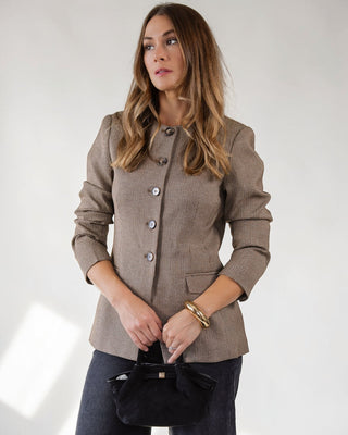 ASTR The Label Bellmere Houndstooth Jacket - Camel - JO+CO