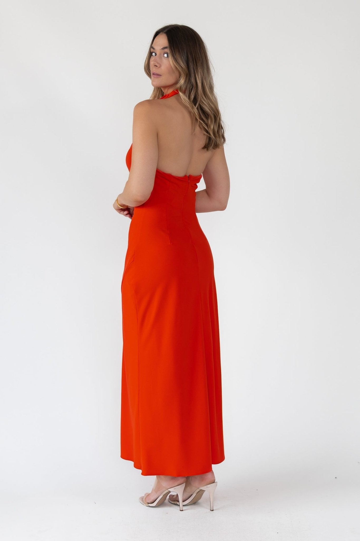 ASTR the Label Dalisay Cowl Neck Halter Dress Orange / S ASTR the Label Dalisay Cowl Neck Halter Dress Orange / S