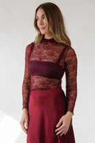 Astr The Label Kyra Lace Top - Wine - JO+CO