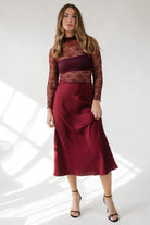 Astr The Label Kyra Lace Top - Wine - JO+CO