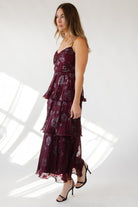 Astr The Label Lupin Dress - Wine Floral - JO+CO