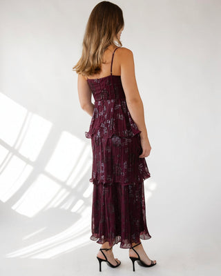 Astr The Label Lupin Dress - Wine Floral - JO+CO