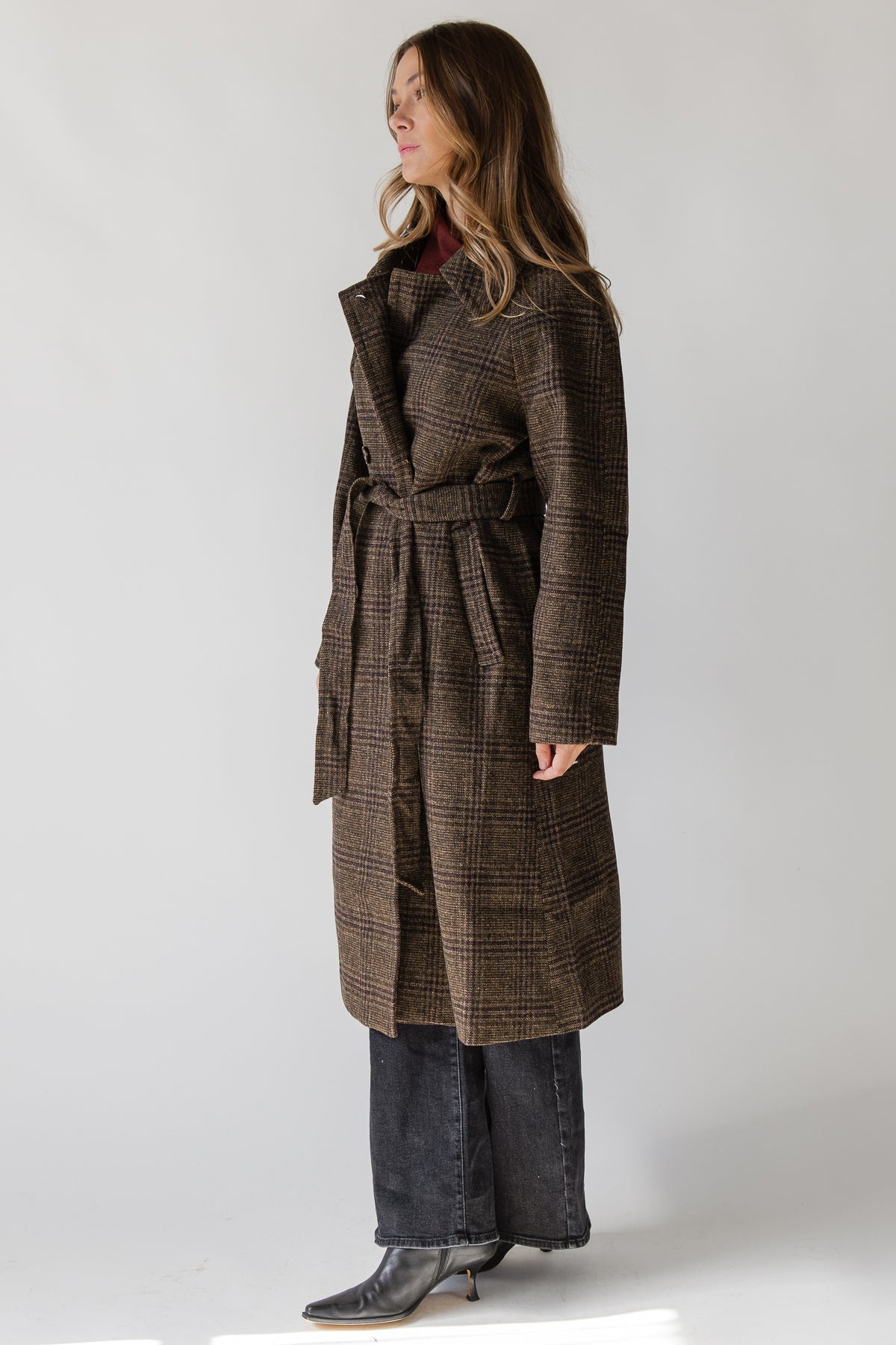 ASTR The Label Seeley Coat - Brown Plaid - JO+CO