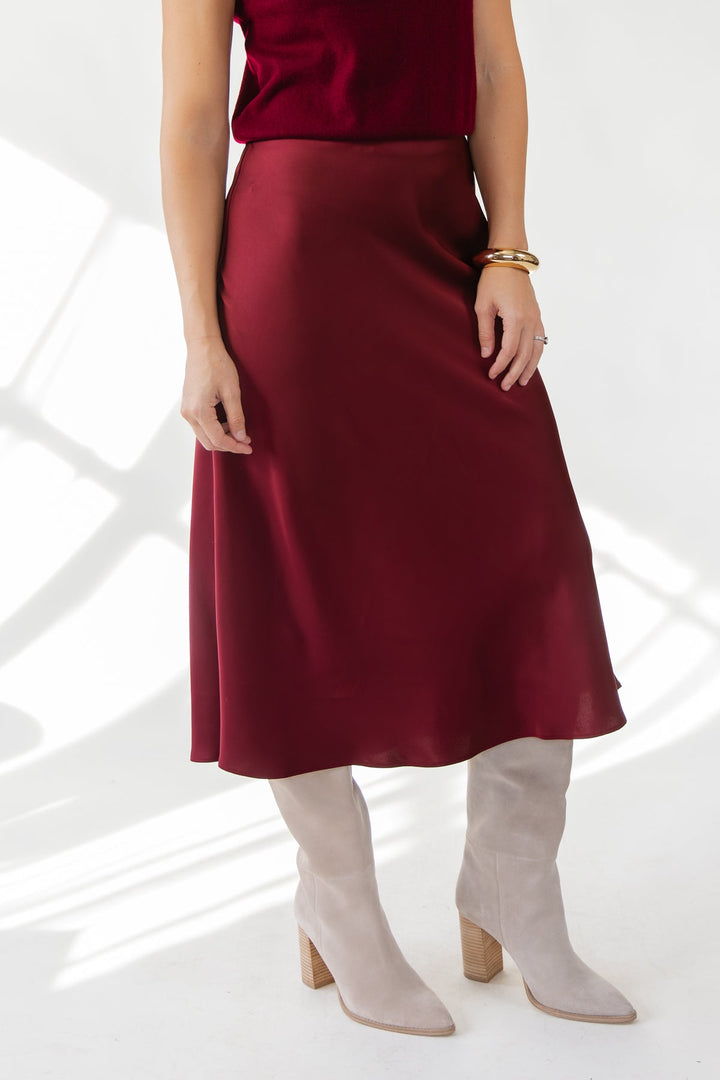 ASTR The Label Windey Midi Skirt - Wine - JO+CO