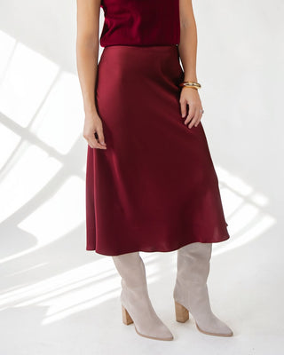 ASTR The Label Windey Midi Skirt - Wine - JO+CO
