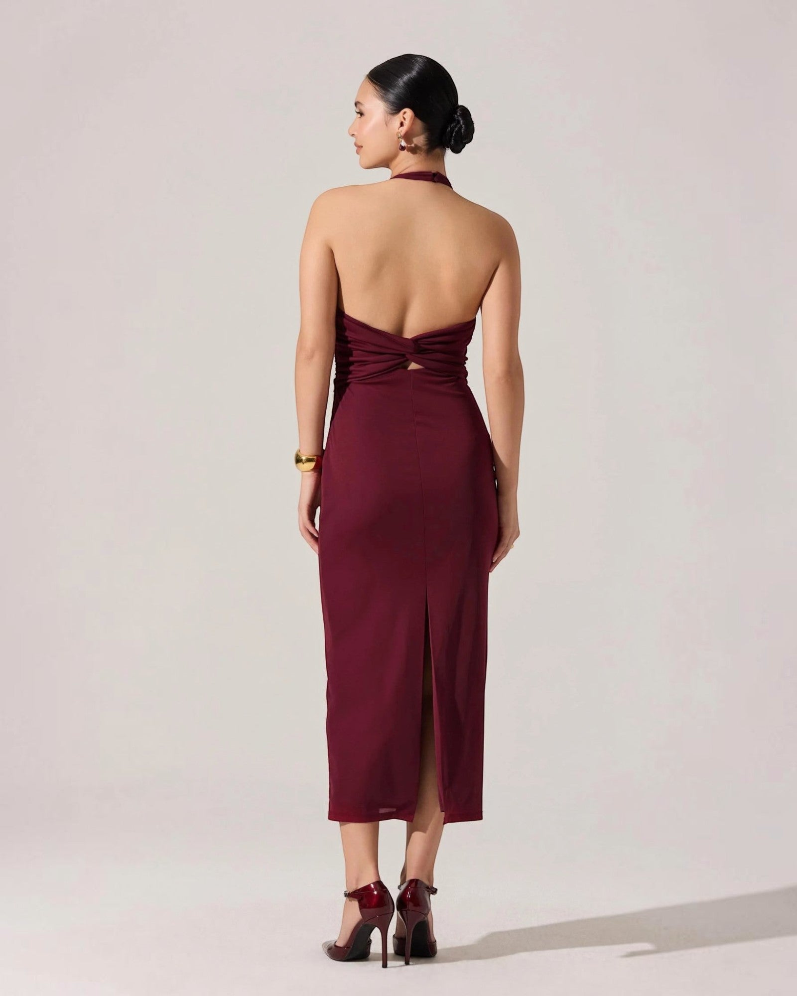 astr the label lace midi dress burgundy ASTR the Label Lace A Line Midi Dress in Wine