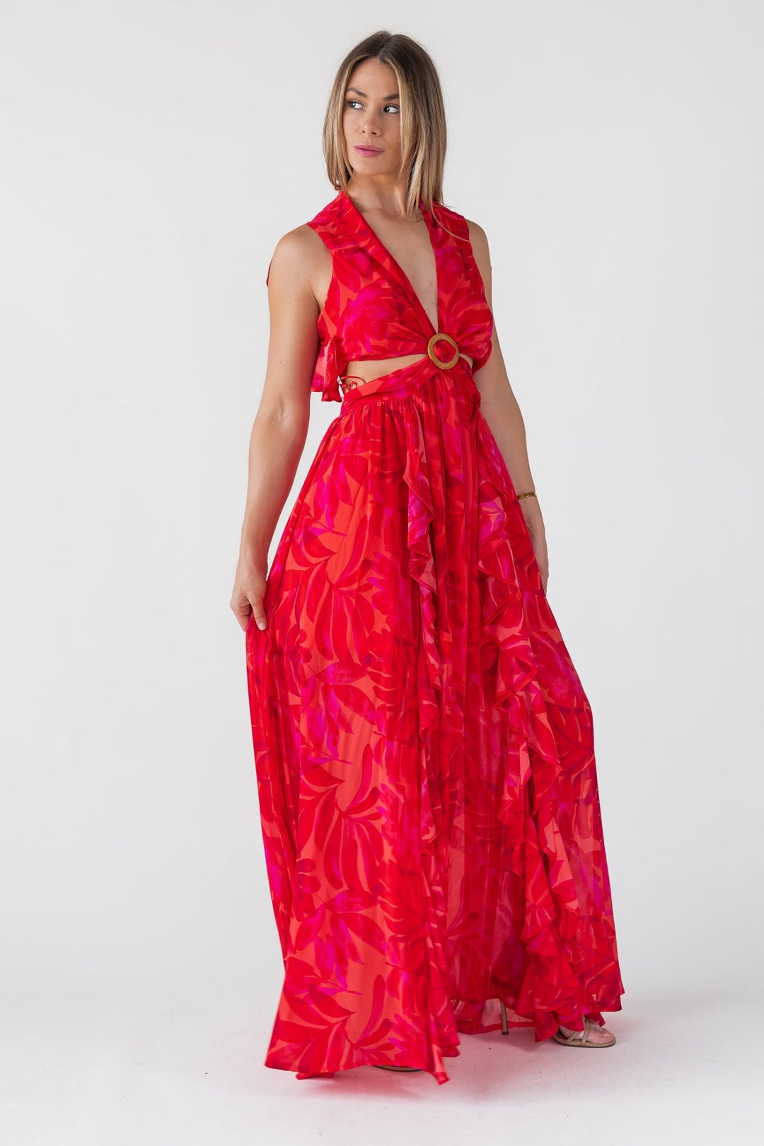 Athena Red Cutout Maxi Dress - Final Sale - JO+CO