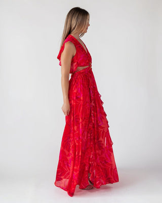 Athena Red Cutout Maxi Dress - Final Sale - JO+CO