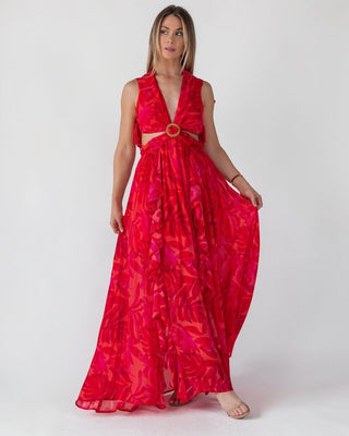 Athena Red Cutout Maxi Dress - Final Sale - JO+CO