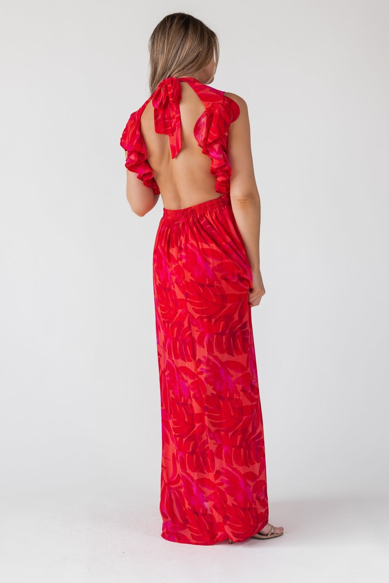 Athena Red Cutout Maxi Dress - Final Sale - JO+CO
