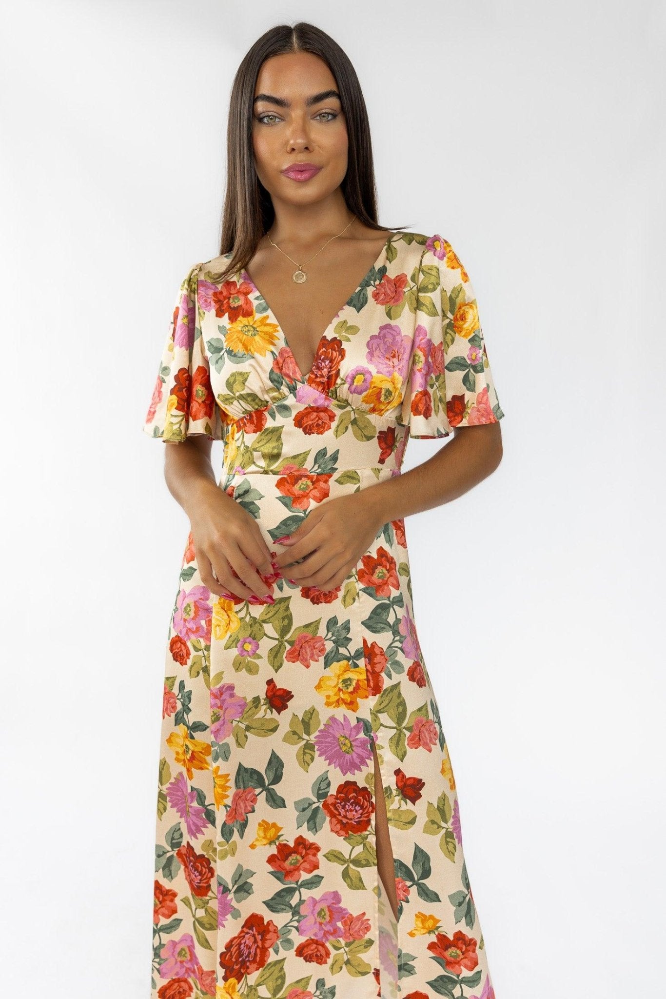 Dress FORUM Garden Maxi Dress In Romantic Garden - Brown - S Dress FORUM Garden Maxi Dress In Romantic Garden - Brown - S