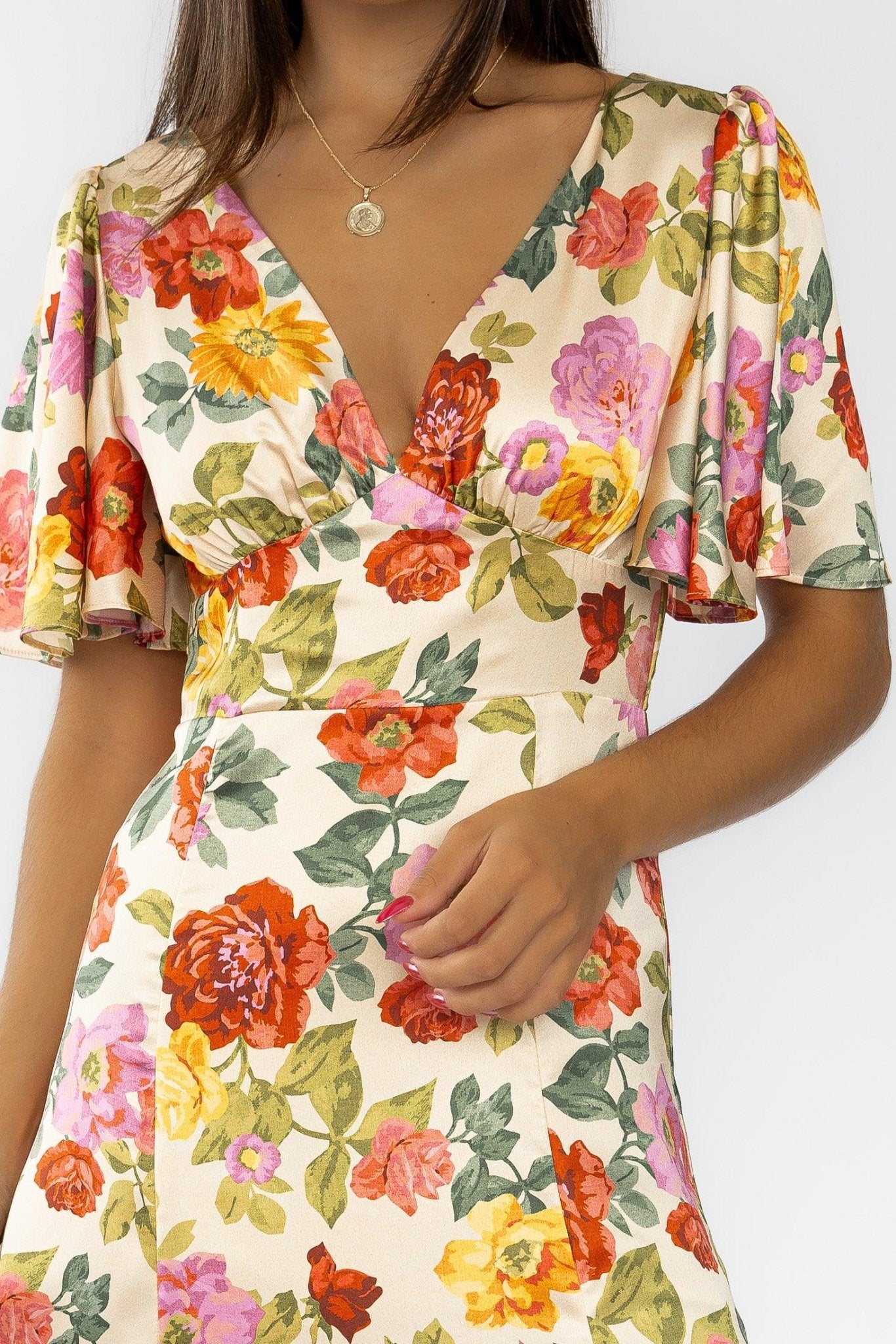 Dress FORUM Garden Maxi Dress In Romantic Garden - Brown - S Dress FORUM Garden Maxi Dress In Romantic Garden - Brown - S
