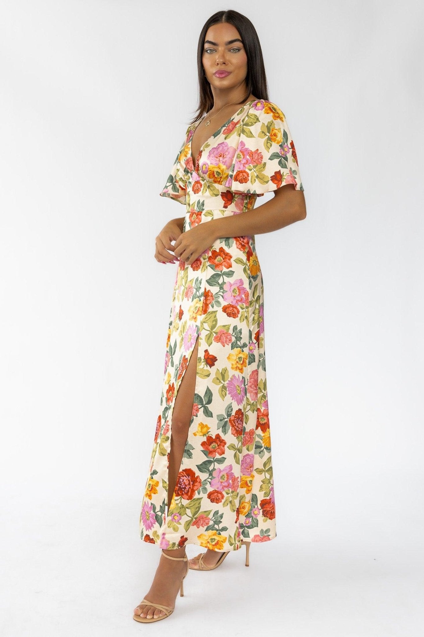 Dress FORUM Garden Maxi Dress In Romantic Garden - Brown - S Dress FORUM Garden Maxi Dress In Romantic Garden - Brown - S
