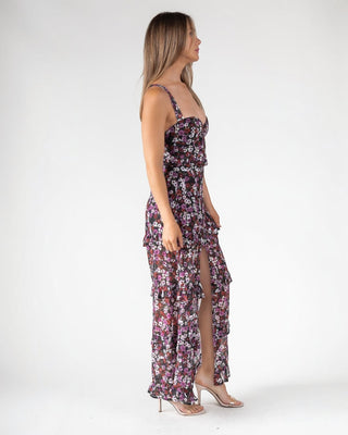 Black Floral Ruffle Maxi Dress - Final Sale - JO+CO