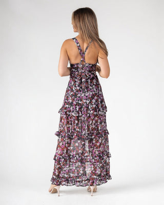 Black Floral Ruffle Maxi Dress - Final Sale - JO+CO