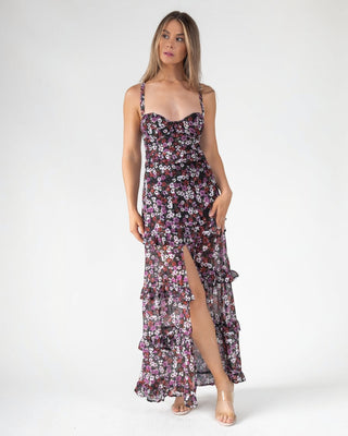 Black Floral Ruffle Maxi Dress - Final Sale - JO+CO
